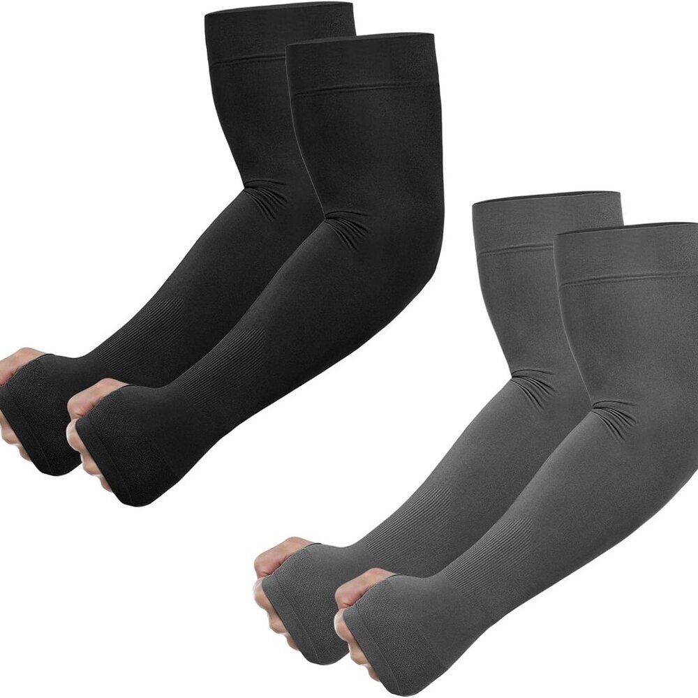 UV Sun Protection Arm Sleeves with Thumb Hole for Men Women Youth, Cooling Sleev